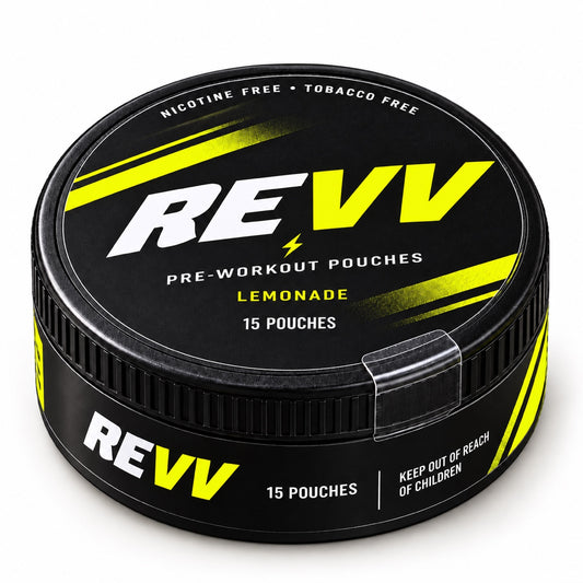 REVV Lemonade pre-workout pouch can